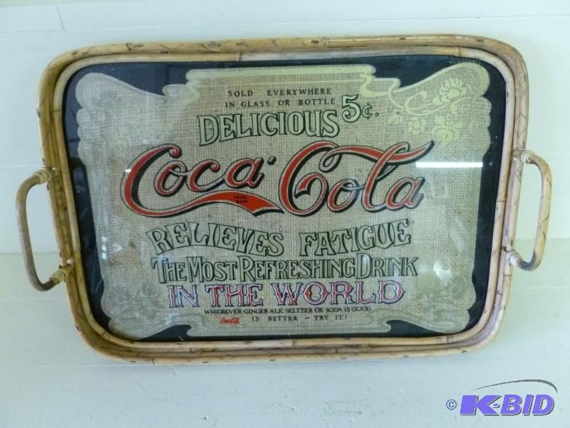 lot 157 image: Coca-Cola bamboo and glass bottom s...