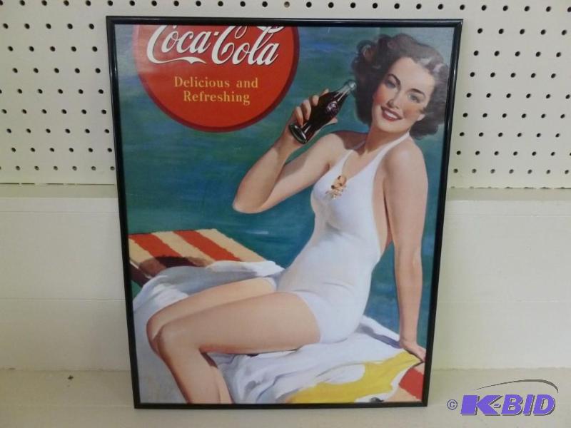 lot 169 image: Collectible Coca-Cola framed pictur...