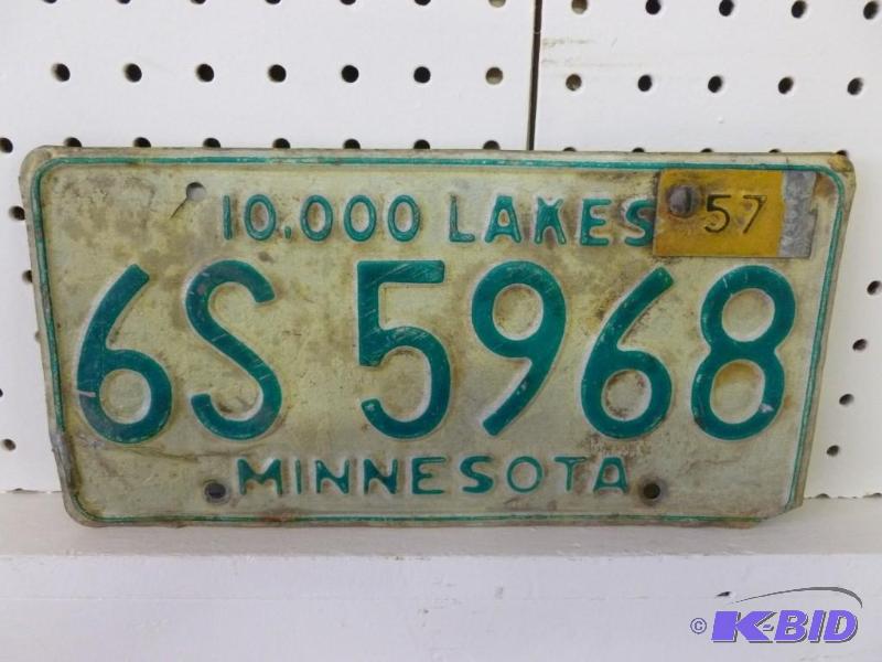 lot 17 image: Vintage 1957 Minnesota embossed met...