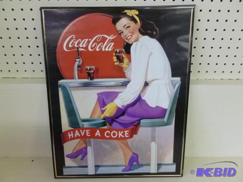 lot 170 image: Collectible Coca-Cola framed pictur...