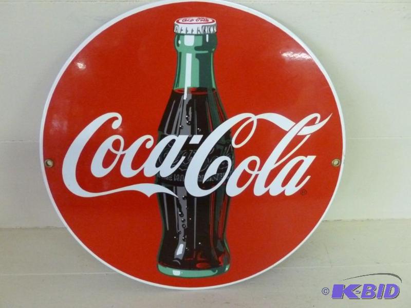 lot 174 image: Coca-Cola porcelain sign that measu...