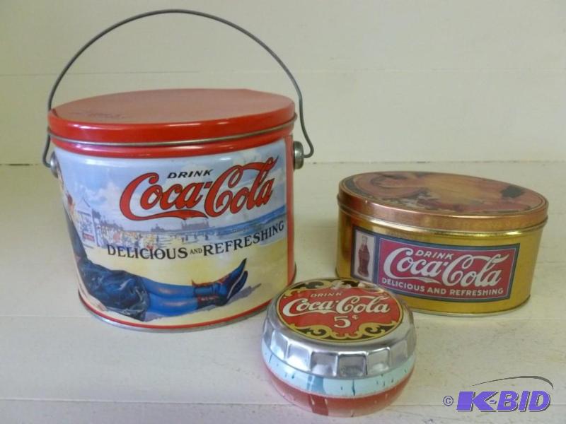 lot 186 image: Lot of three collectible Coca-Cola ...