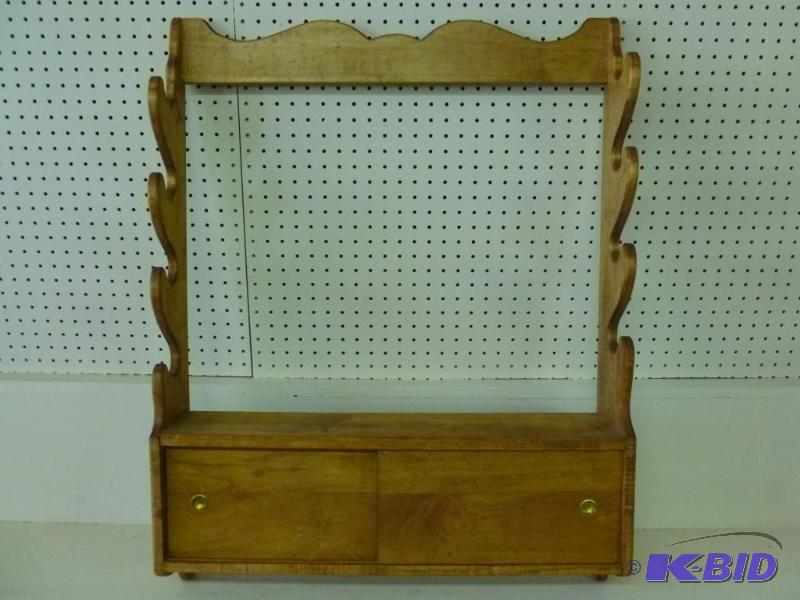 lot 227 image: Custom made wooden four gun rack th...