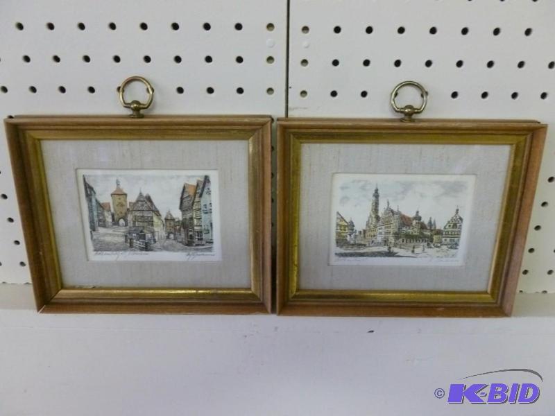 lot 25 image: Lot of two vintage wood framed and ...