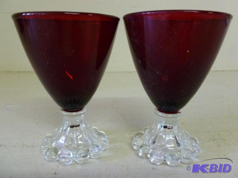 lot 269 image: Vintage ruby flash wedding glass se...