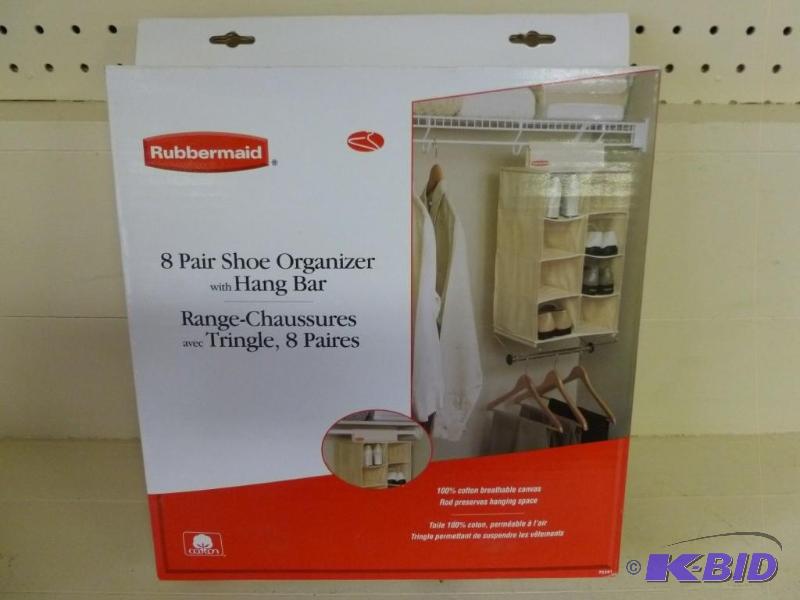 lot 298 image: Rubbermaid 8 pair shoe organizer wi...