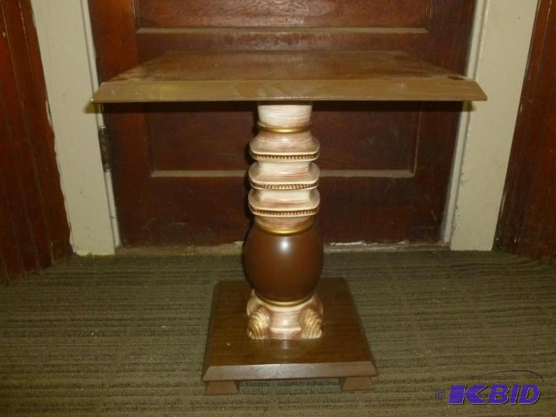 lot 360 image: Vintage wood pedestal&nbspend tabl...