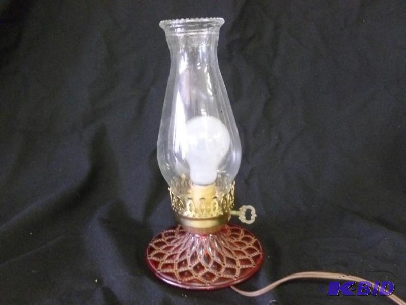 lot 38 image: Vintage ruby flash glass base elect...