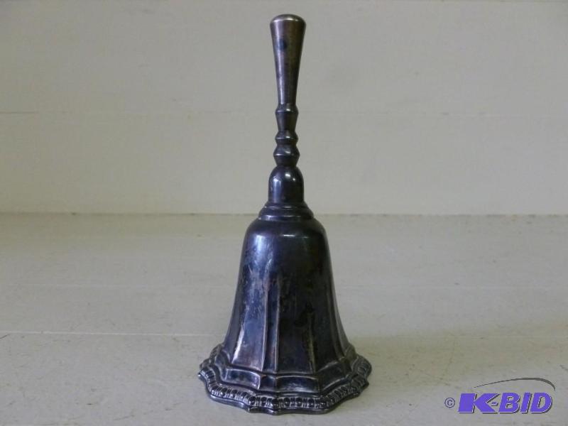 lot 55 image: Large silver plate dinner bell that...