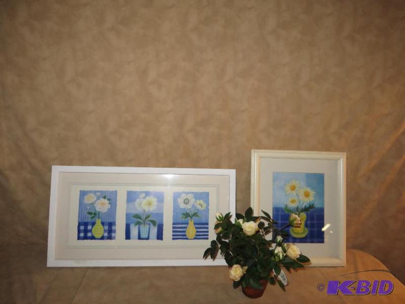 Two pictures with flowers and a sma...