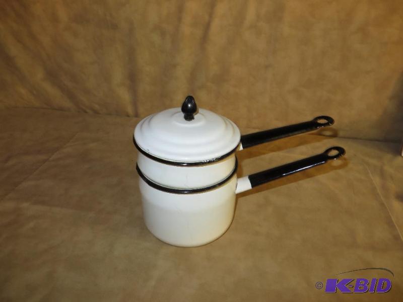 White ENAMEL DOUBLE BOILER in good ...