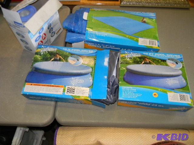 Lot of pool stuff - 10ft tarp, two ...