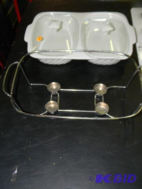 2-dish buffet with rack, dishes and...