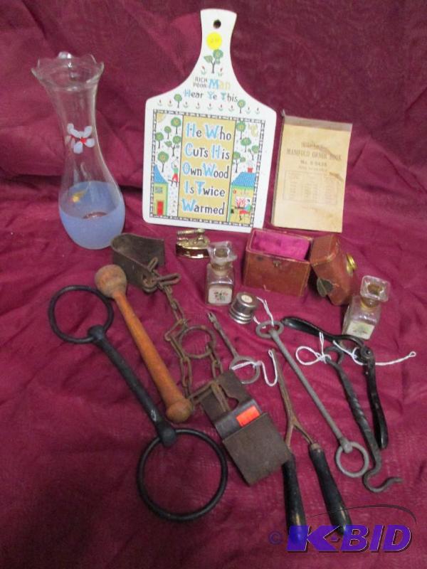 Vintage keys, perfume bottles, hair...