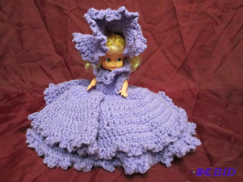 Home made doll with crocheted dress...