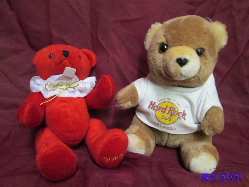 Godiva and Hard Rock Cafe plush bea...