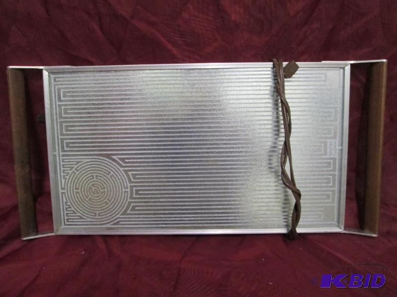 Vintage glass top warming tray with...