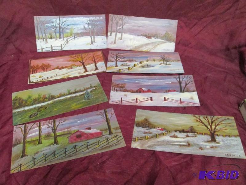 Lot of small unframed paintings of ...