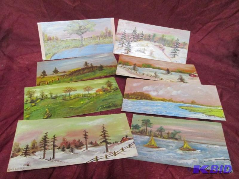 Lot of small unframed paintings of ...