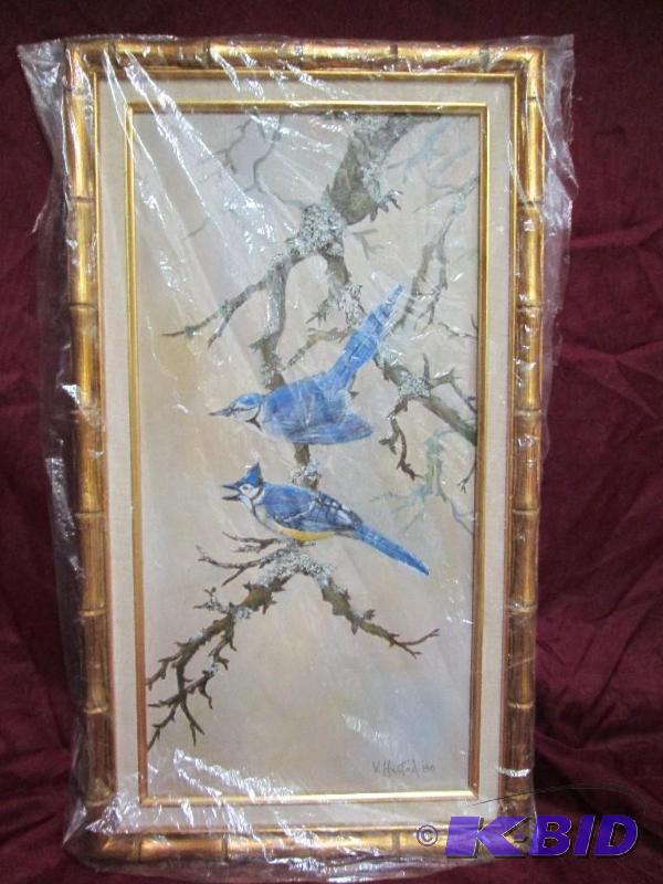 Very nice hand painted bluebird sce...