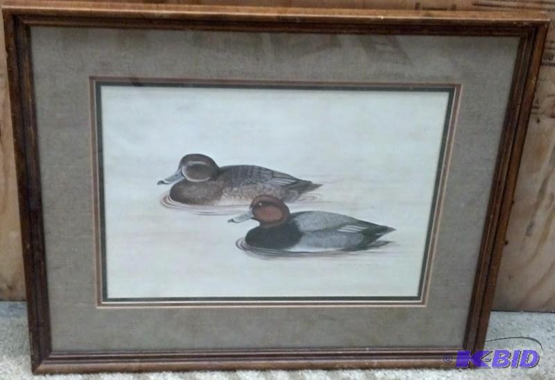 lot 2 image: William P Suitor Wildlife Artist 1973 Signed Duck Print Framed Matted