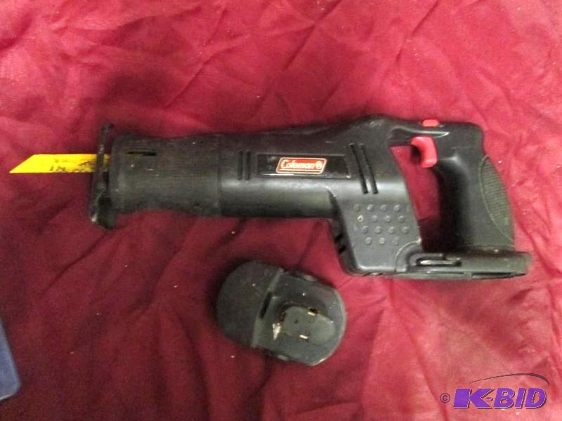 lot 68 image: Coleman 18 volt sawzaw with battery...