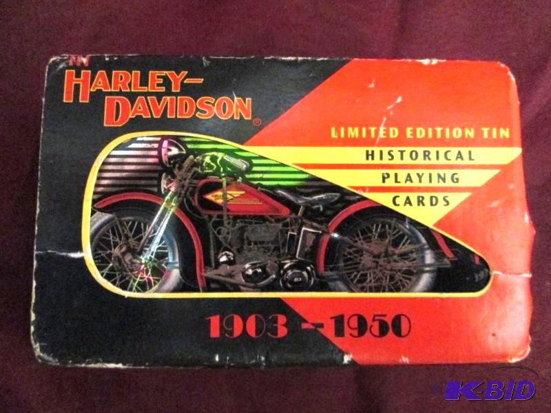 lot 9 image: Harley Davidson playing cards in a ...