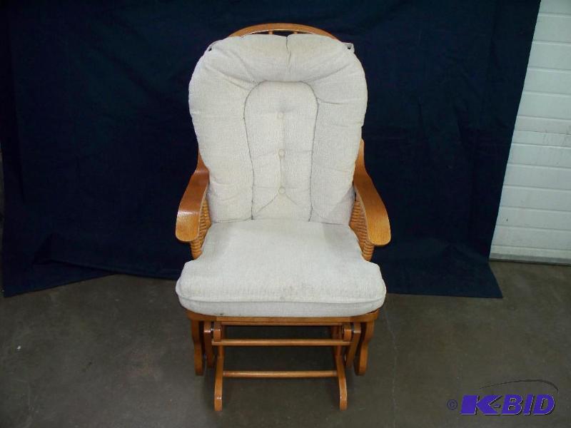 lot 51 image: WOODEN GLIDER ROCKER WITH CUSHION N...