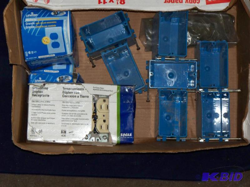 lot 59 image: BOX OF ELECTRIC BOXES AND OUTLETS...