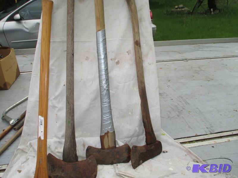 lot 108 image: 3 axes and one ax handle...