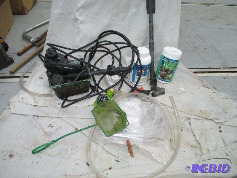 lot 109 image: Fish pond pump and supplies...
