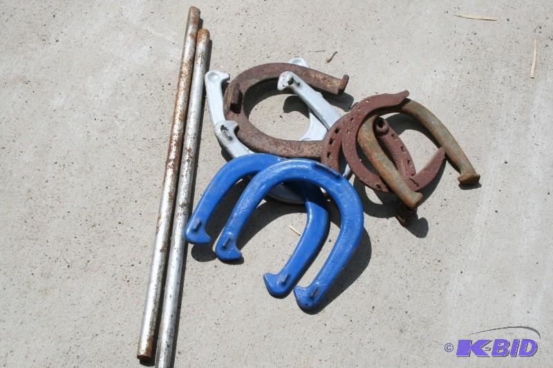 lot 125 image: Horse shoe stakes and horse shoes...