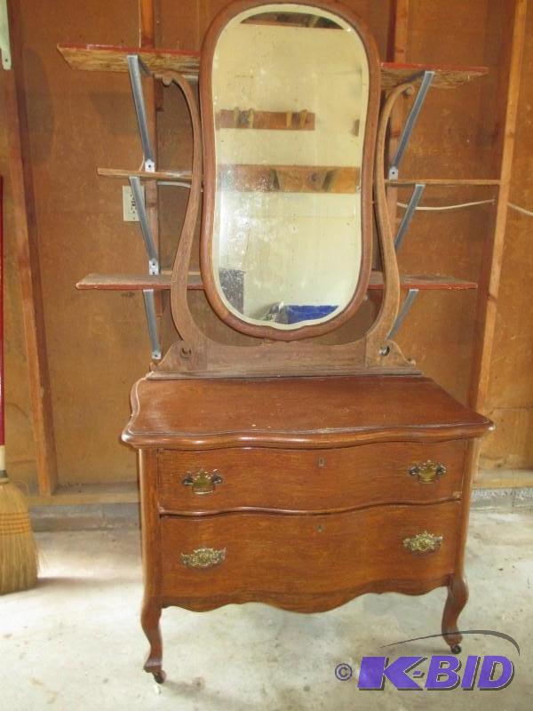 lot 128 image: Antique dresser wmirror...