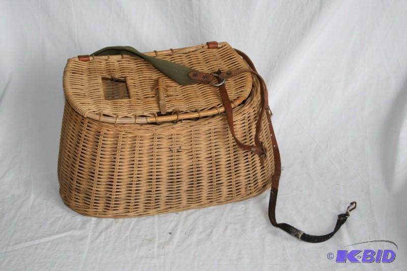 lot 137 image: Antique fishing basket 1 L x 8&qu...