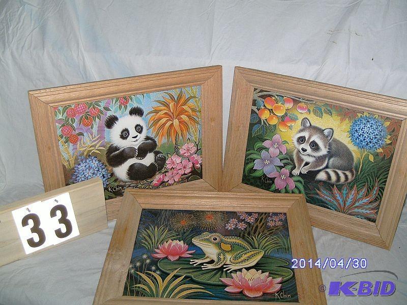 lot 33 image: K. Chin Animal Prints - Three vinta...