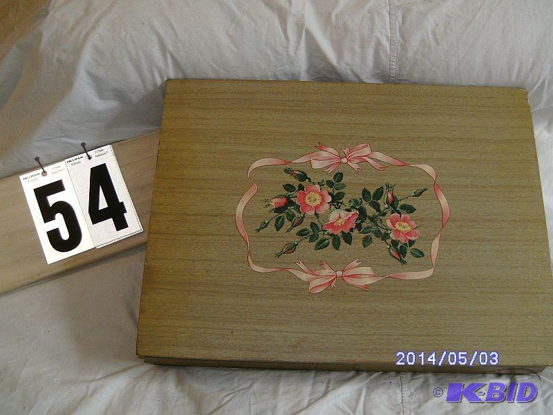 lot 54 image: Silverware box - wood 11&quotW x ...