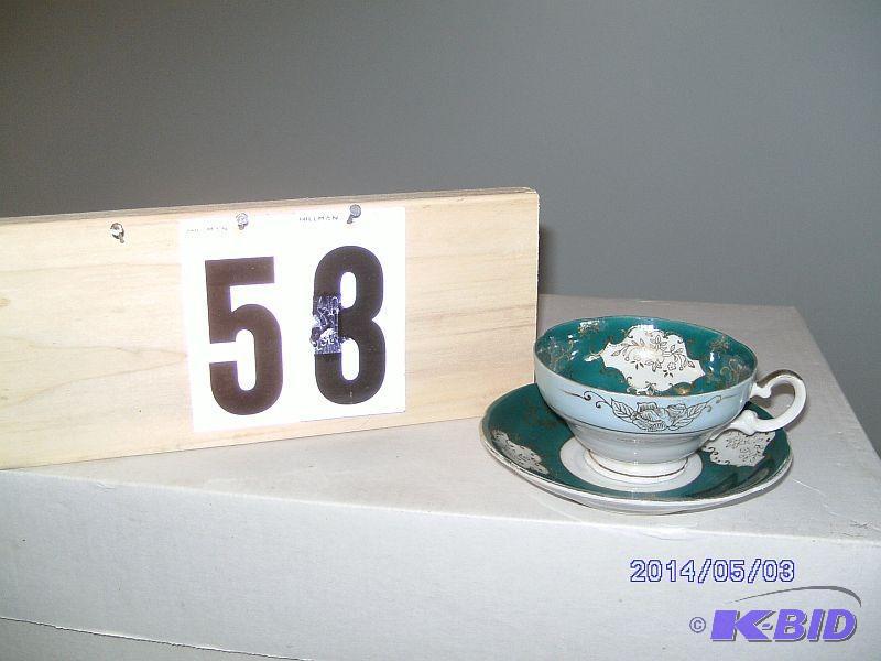 lot 58 image: China Teacup - Green and white with...