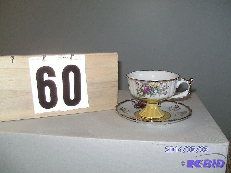 lot 60 image: China Teacup - Gold and white with ...