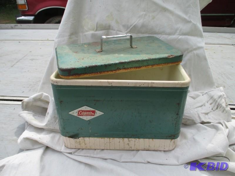 lot 75 image: Antique metal Coleman cooler...