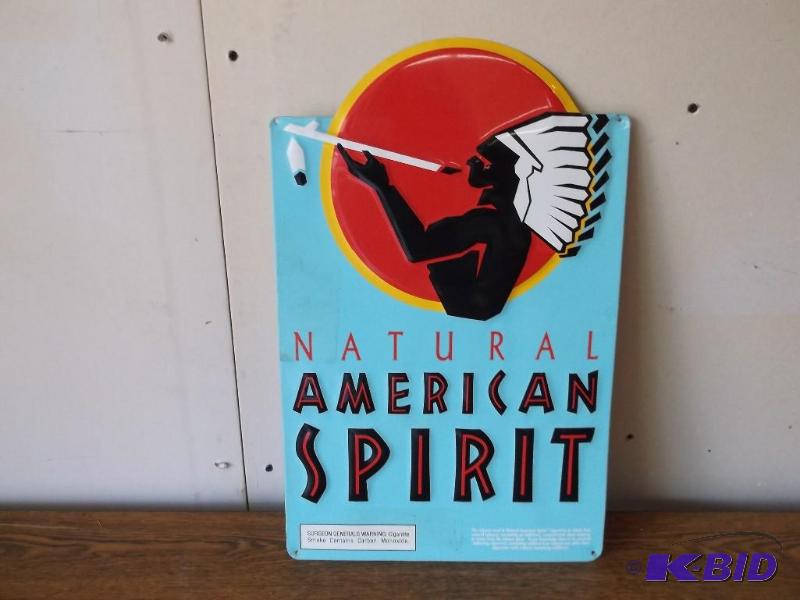 American Spirit embossed sign measu...