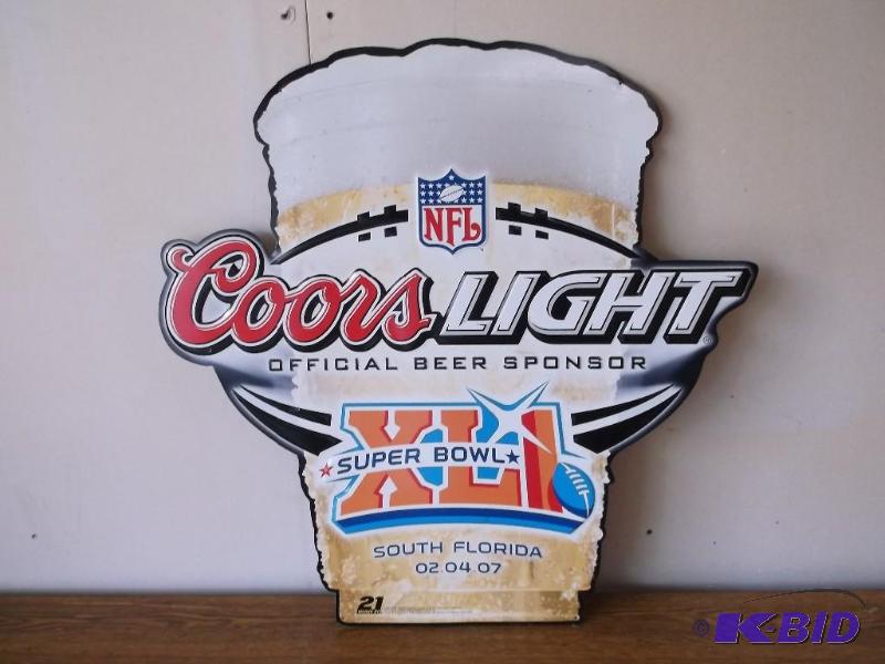 Large Coors Light embossed sign mea...