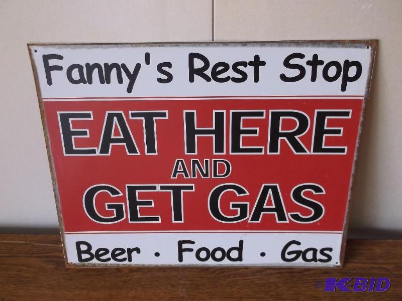 Heavy gage metal Fannys Rest Stop ...