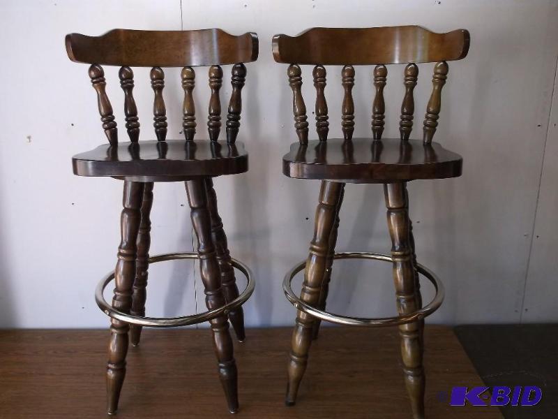 2 Nice solid wood barstools with br...