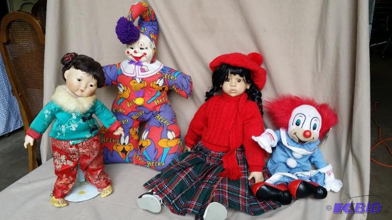 Lot of 4 Dolls. Including Bozo the...