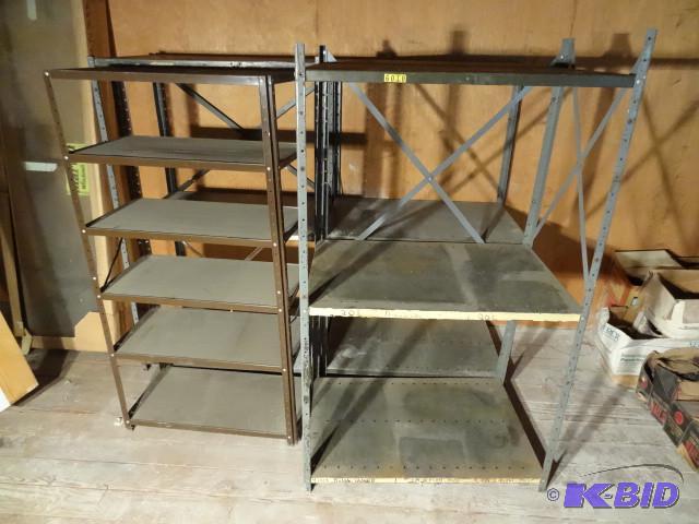Qty 4 metal shelving units. 3 are 3...