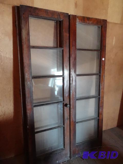 Qty 2 pair of vintage 5 panel glass...