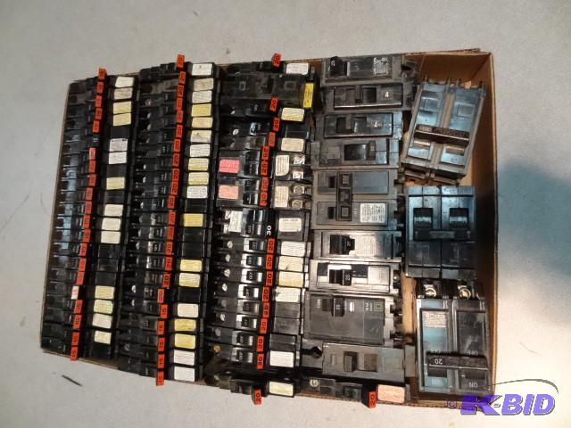 Box of misc circuit breakers. Mostl...