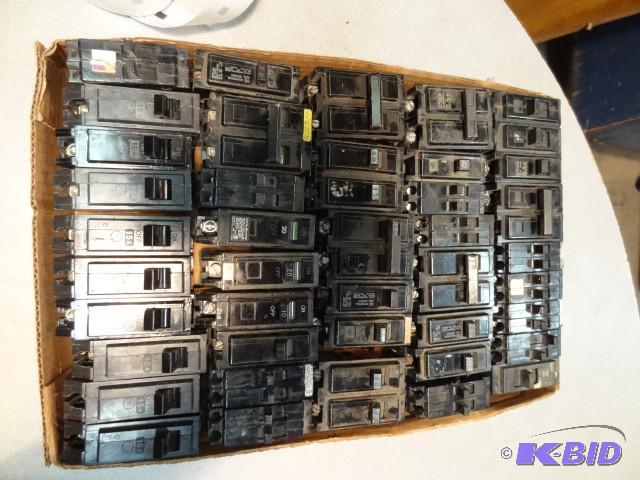 Box of misc circuit breakers. GE an...