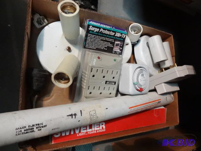 Box of flood lights and misc lighti...