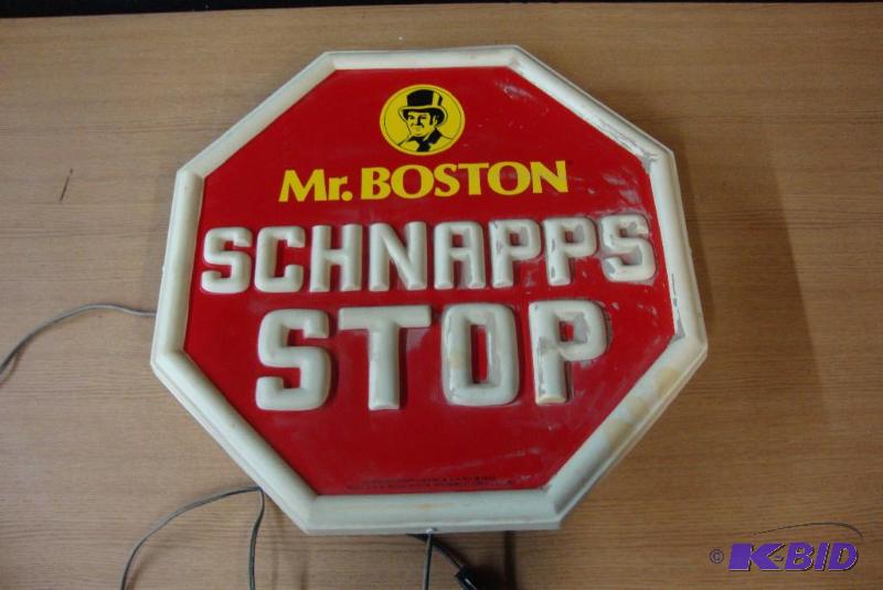 Light Up Schnapps Stop Beer Sign, n...
